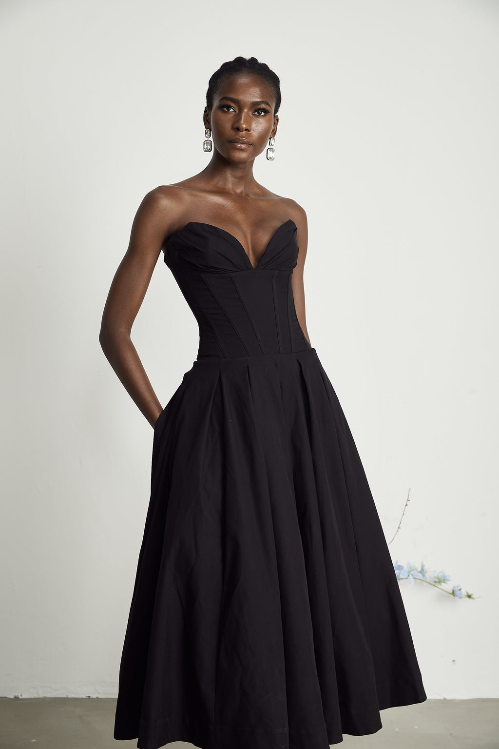 Katherine off-shoulder corset midi dress